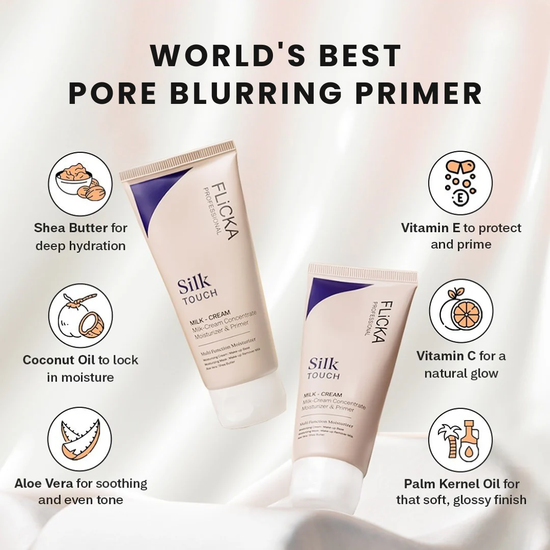 Flicka Silk Touch Cream 3in1 – Moisturizer, Primer & Sunscreen for Smooth Glowing Skin